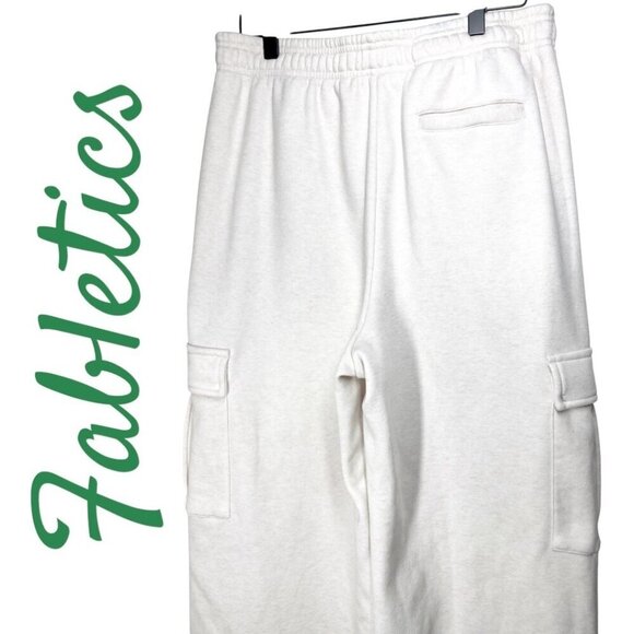 FABLETICS COZY FLEECE WIDE LEG CARGO SWEATPANTS IVORY CREAM, SIZE MEDIUM - Picture 6 of 13
